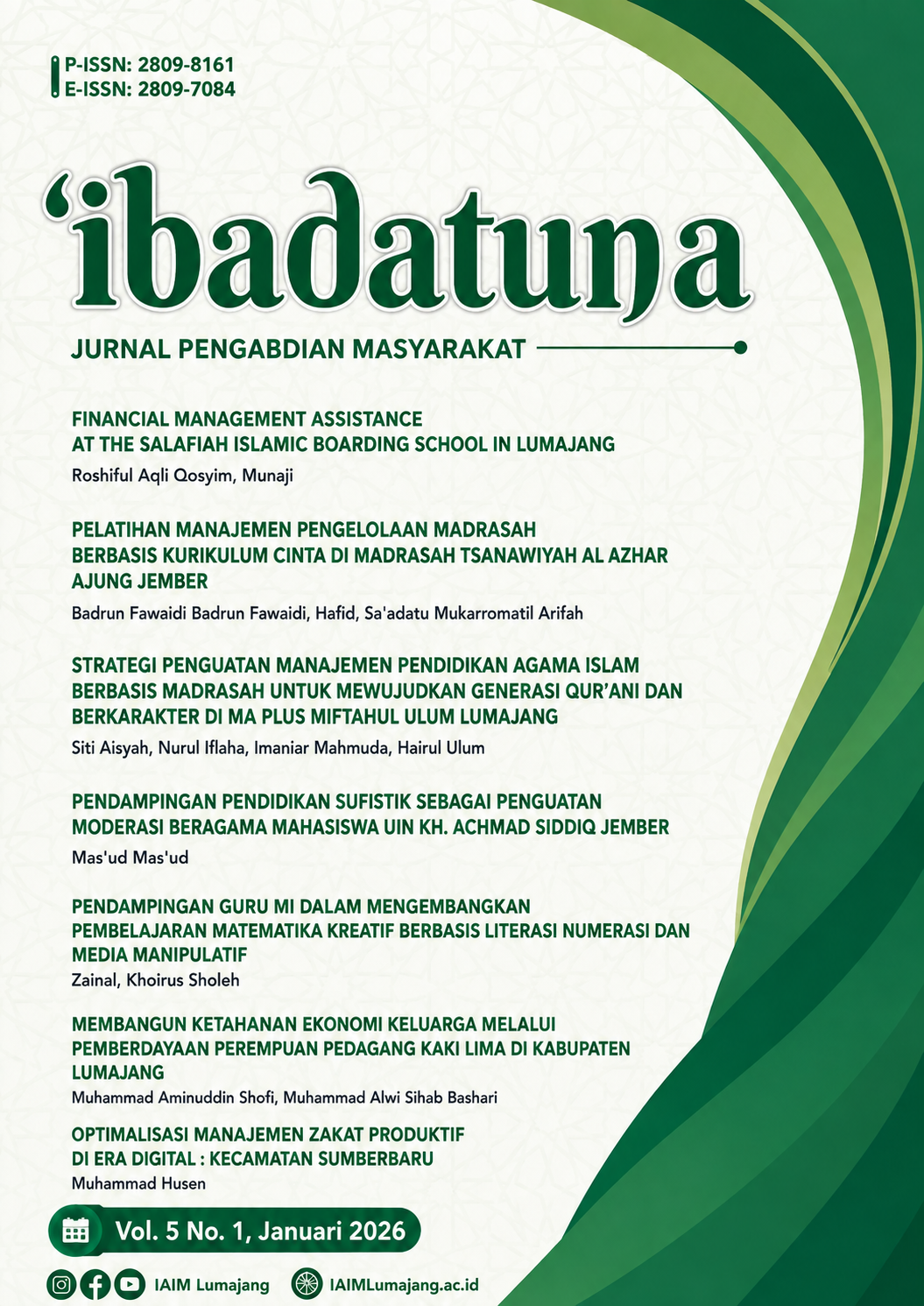 					View Vol. 5 No. 1 (2026): Ibadatuna Januari 2026
				